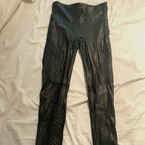 Spanx- Faux Leather Moto Leggings